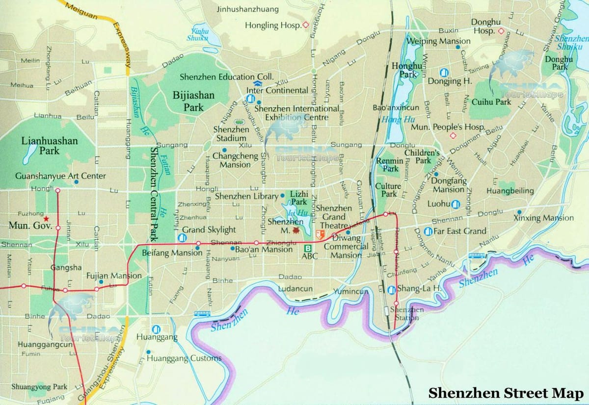 რუკა Shenzhen უბანი