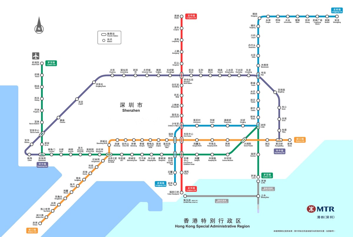 Shenzhen რკინიგზის რუკა