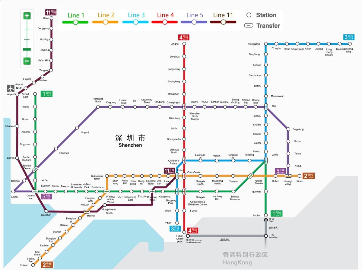 Shenzhen მეტროს რუკა 2016