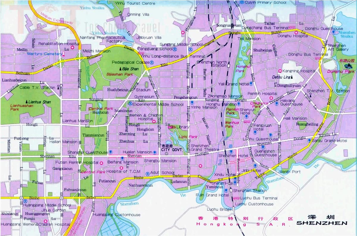 Shenzhen ტურისტული ატრაქციონები რუკა