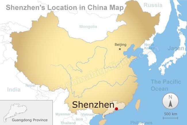 Shenzhen მდებარეობა ჩინეთში რუკა