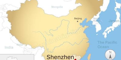 Shenzhen მდებარეობა ჩინეთში რუკა